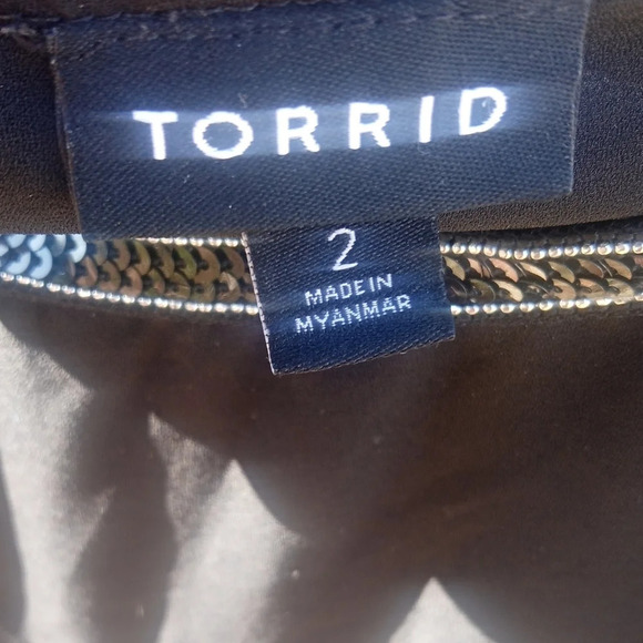 Torrid Black Sheer Blouse Top With Beaded Sequin Trim Sexy Office Siren Size 2X - Picture 8 of 9